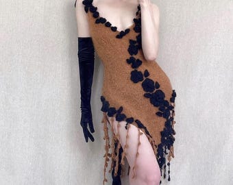Crochet Strap Dress Soft Knit Texture Clean Silhouette Design