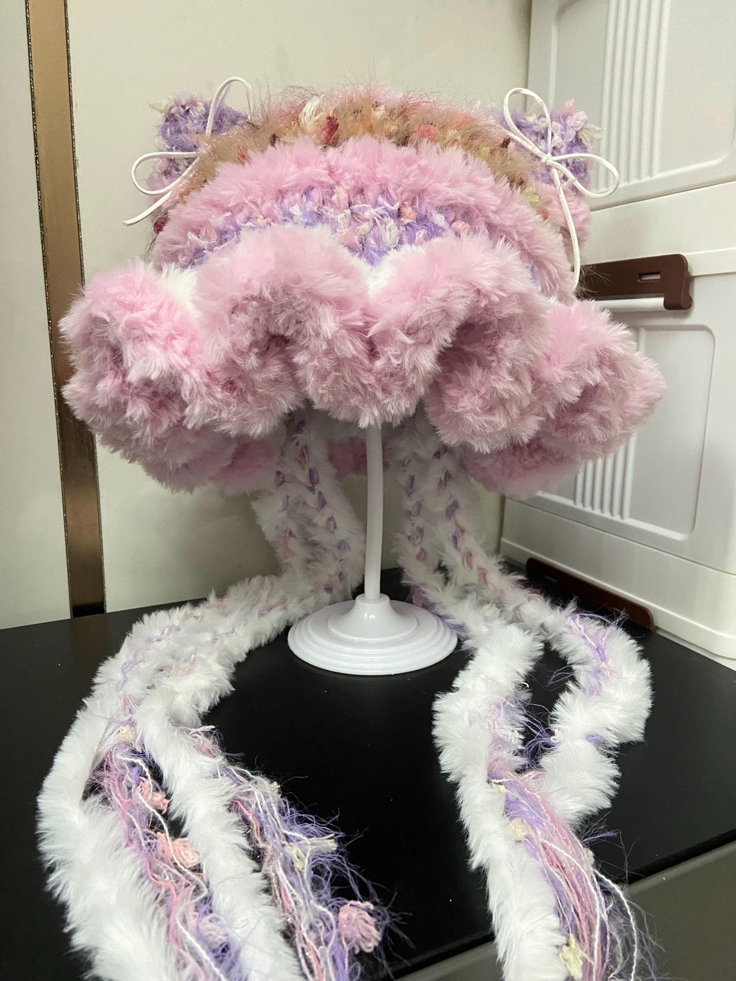 Handmade Fuzzy Cat Ear Beanie: Kawaii Macaron Pink Knitted Hat - Etsy