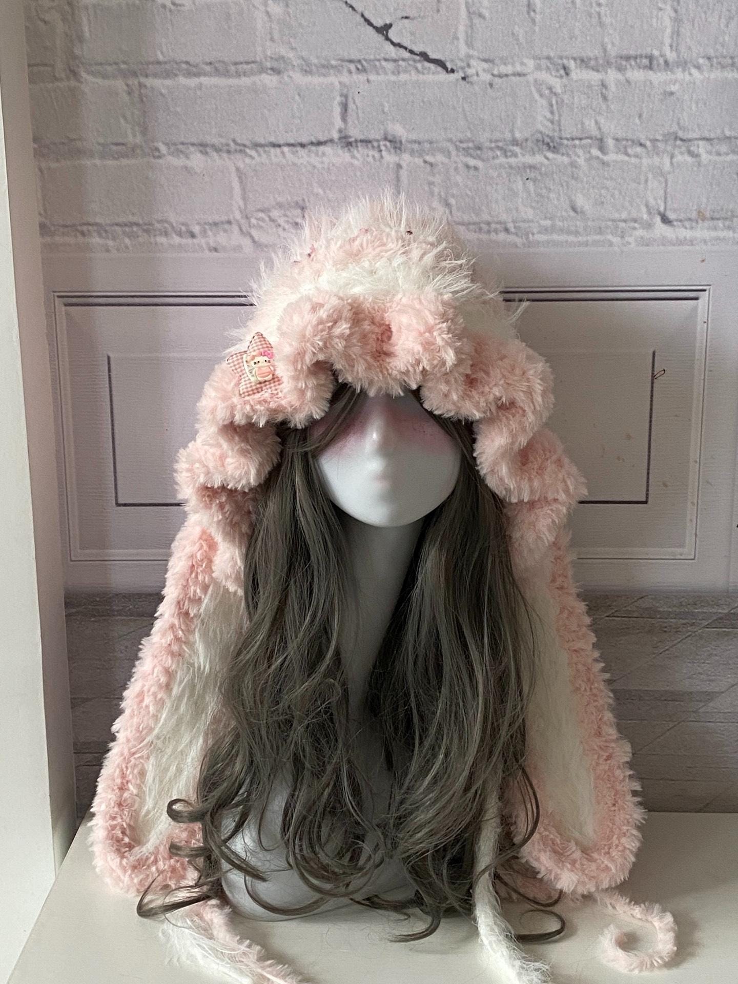 Vintage Y2K Rabbit Hair Wool Cloche Hat Fuzzy Pink Celeb Fairy Soft Girl-OS Angora Rabbit, Wool Bucket Hat- Fuzzy Cream- OS- Vintage  main image 3