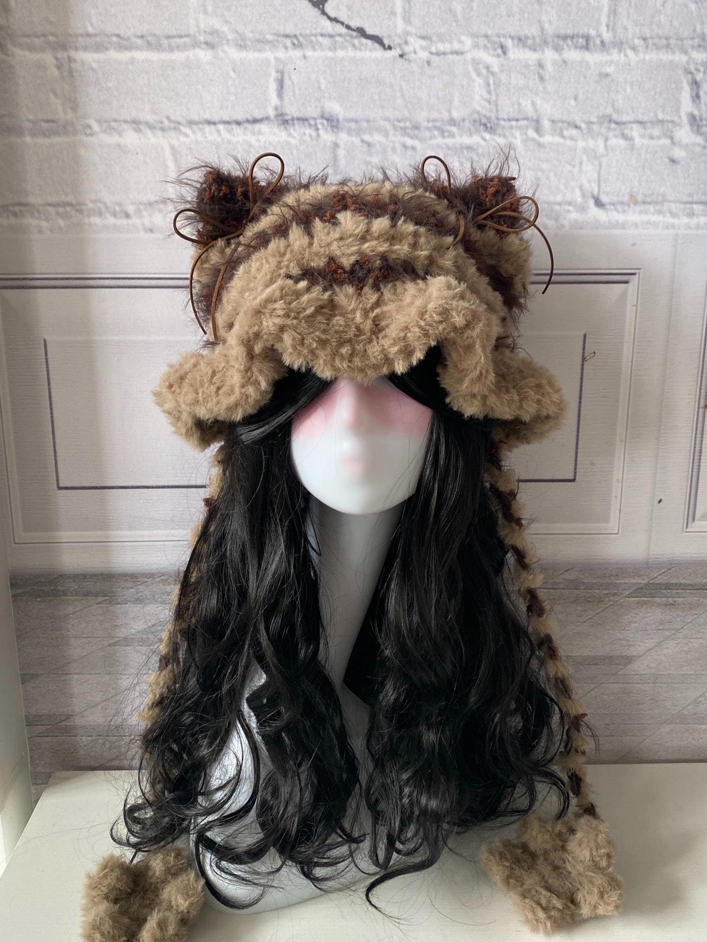 Handmade Cat Ear Beanie: Fluffy Brown Cosplay Winter Cap - Etsy
