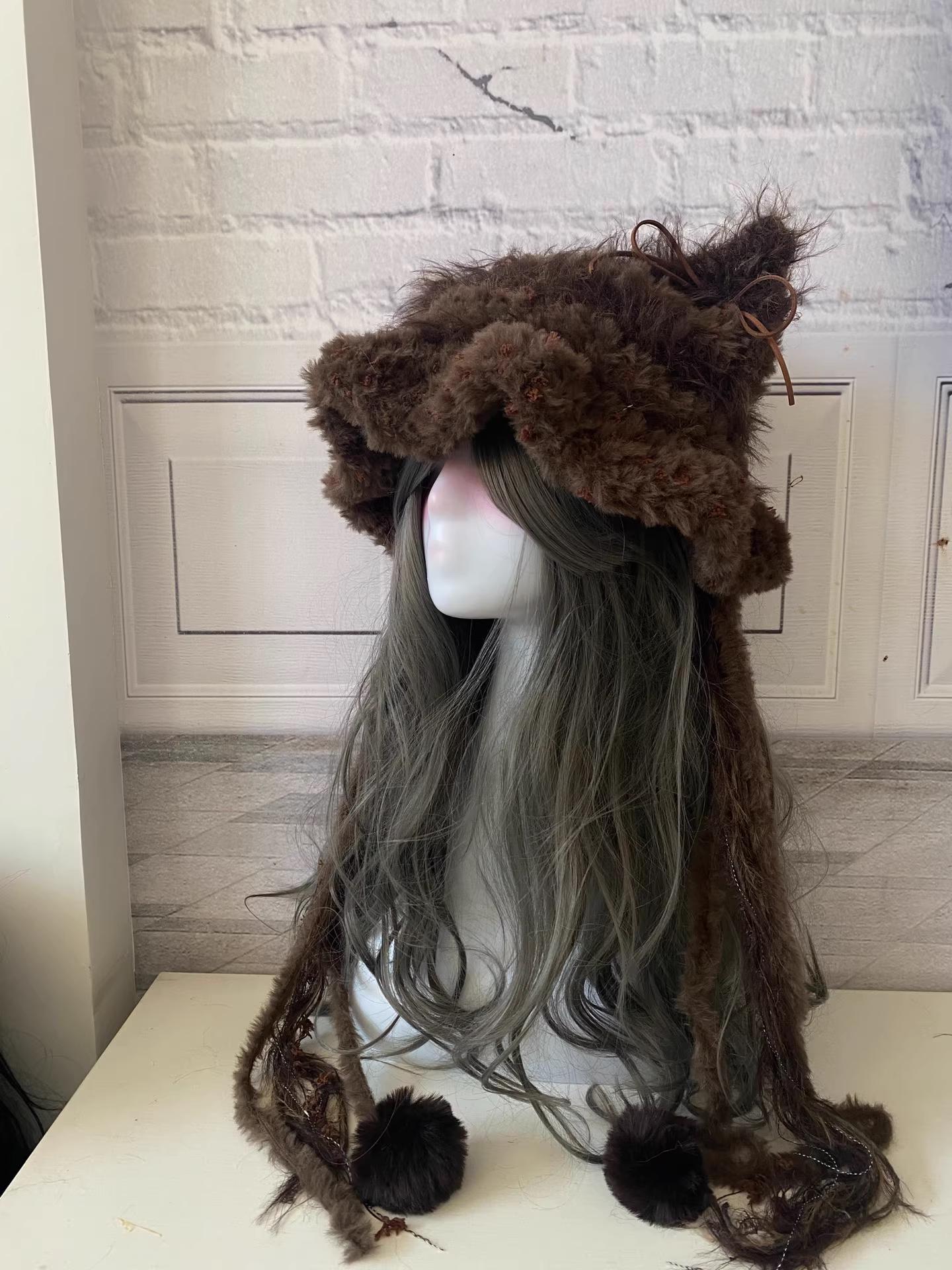 Brown Faux Fur Cat Ear Beanie: Handmade Plush Cosplay Hood - Etsy