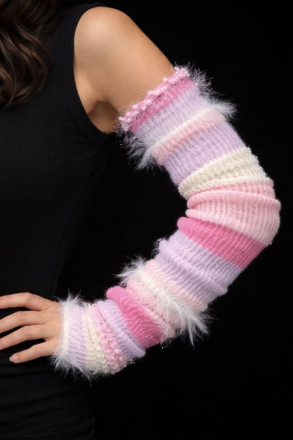 Pastel Pink & Purple Gradient Stackable Crochet Arm Warmers