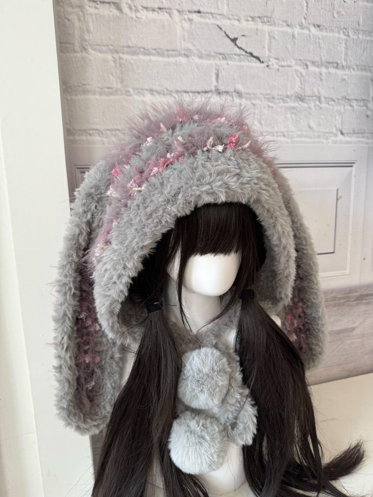 Pink Rabbit Hood Long Ears Smoke Pink Bunny Hood - Handmade Whimsical Warmth - Etsy