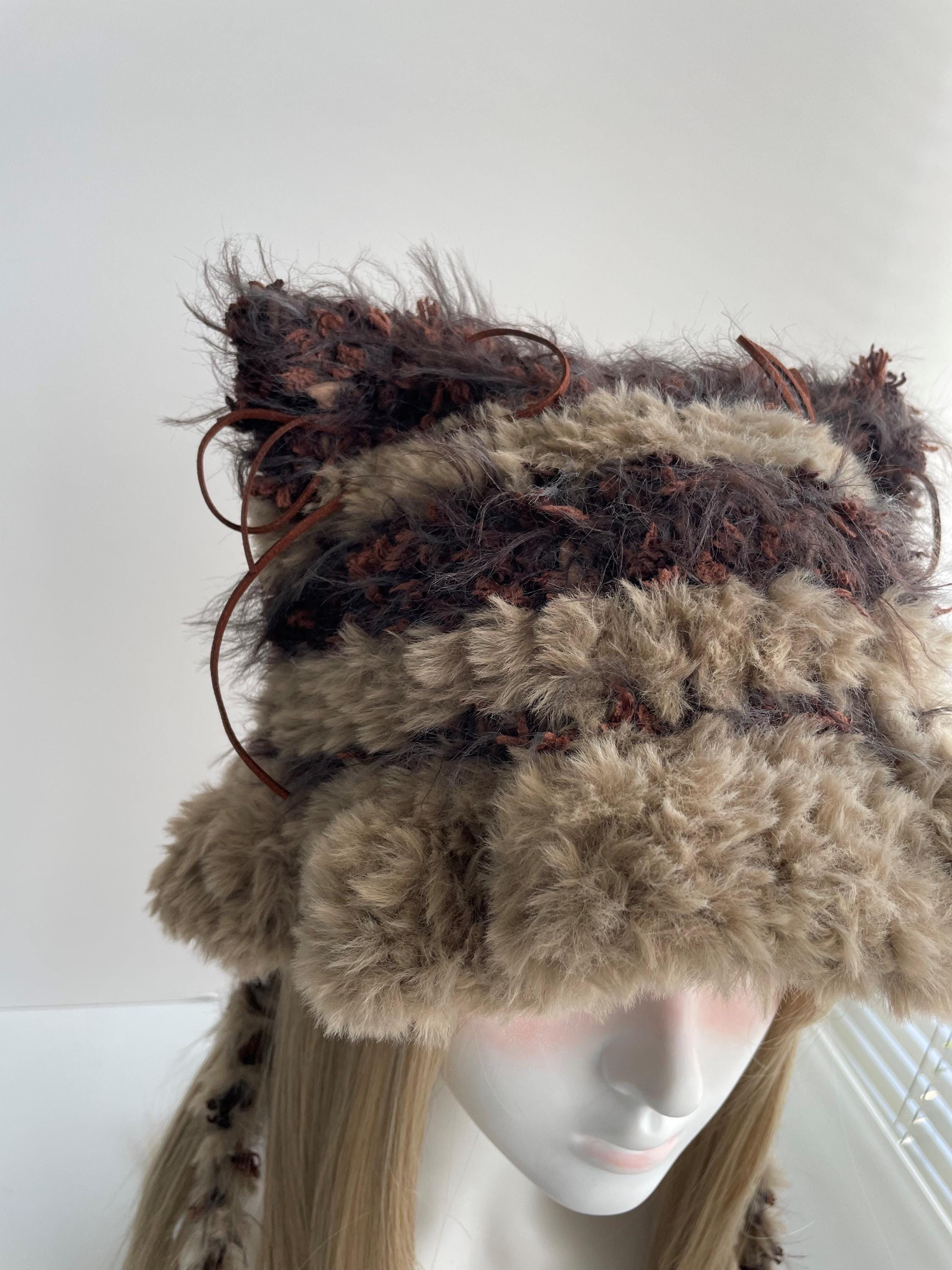 Women\'s Brown Winter Beanie Hat Cute Cat/Bear Ear Hat with Internal Support Women\ main image 4