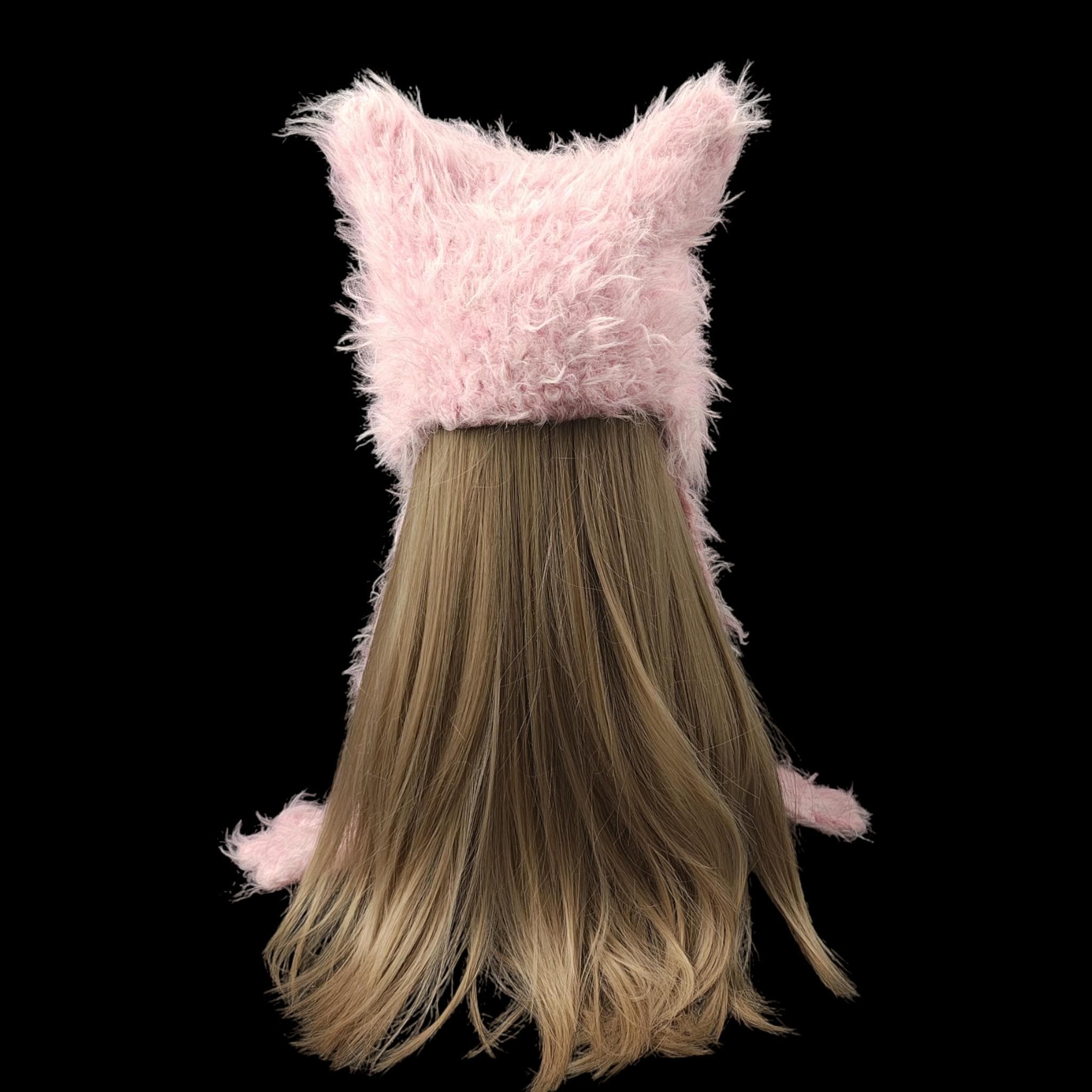 LAD MUSICIAN SHAGGY CAT EAR KNIT CAP 猫耳 Fluffy Pink Cat Ear Beanie: Handmade Knitted Winter Hat - Etsy