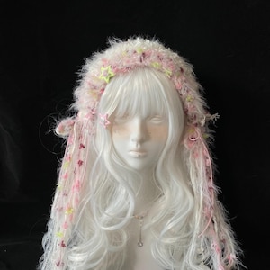 Sweetheart Milk Foam Pink Headband for Lolita Fashion, Fairy Kei, Kawaii Cosplay, Soft Girl Style, Handmade Fluffy Pastel Accessory