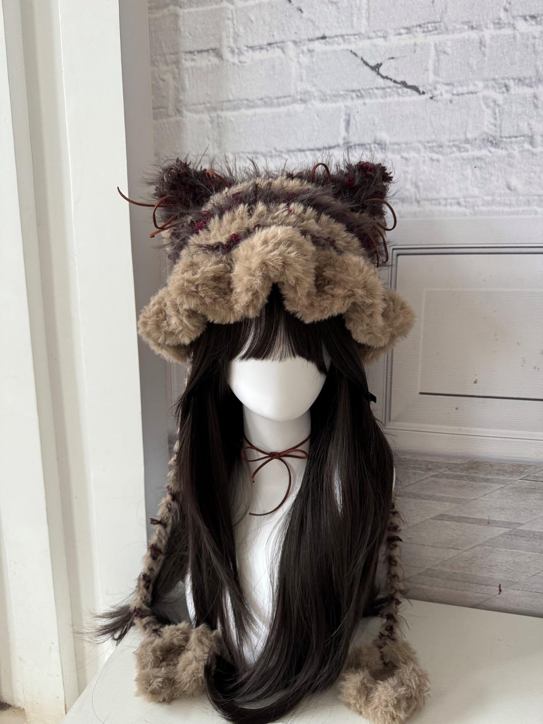 2点セット 25AW MARK&LONA Furry Cat Beanie Faux Fur Cat Ear Beanie: Handmade Plush Cosplay Cap - Etsy