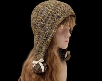 Earflap Forest Crochet Hat - Handmade Cozy Winter Accessory