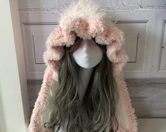 Handmade Pink Rabbit Hat - Plush Long Ears - Etsy display picture 3