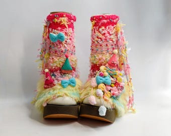 Fluffy Candy Color Y2K Leg Warmers | Handmade Customizable