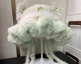 Handmade Jellyfish Cat Ear Beanie: Fuzzy Knit Winter Hat