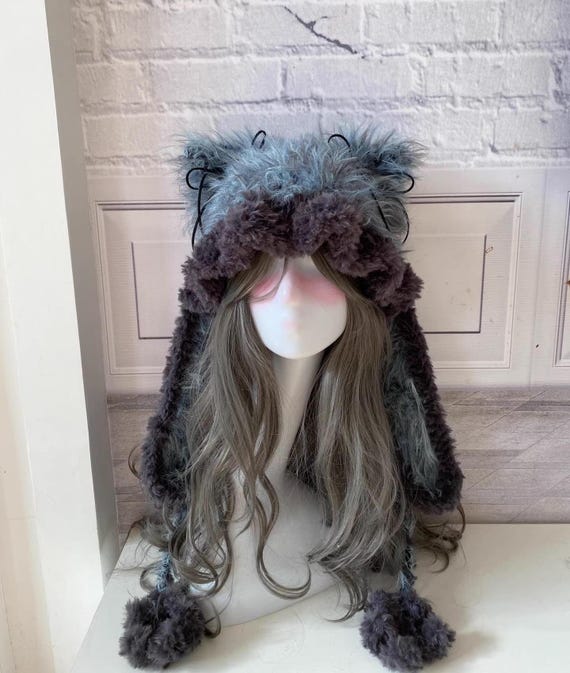 Faux Fur Bunny Ear Beanie Hood: Detachable Rabbit Ears, Kawaii