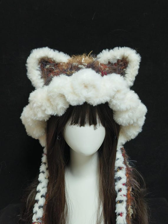 Cozy knit cap with fur accents Cute Cat Ears Knit Hat with Ear Flap for Women with Sherpa  main image 4