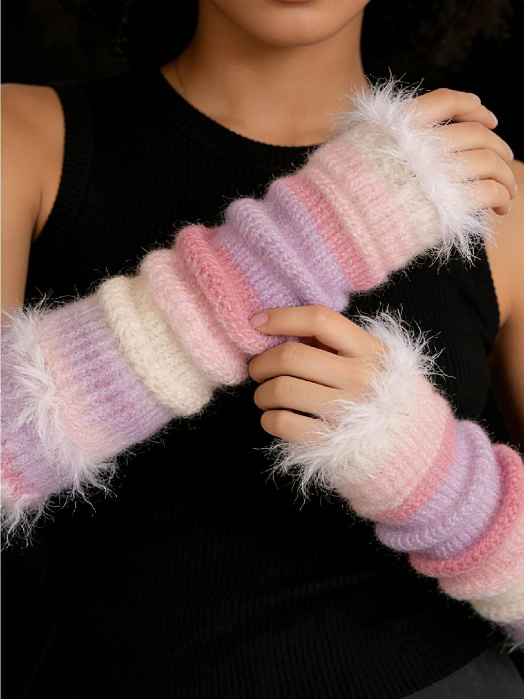 Pastel Pink & Purple Gradient Stackable Crochet Arm Warmers