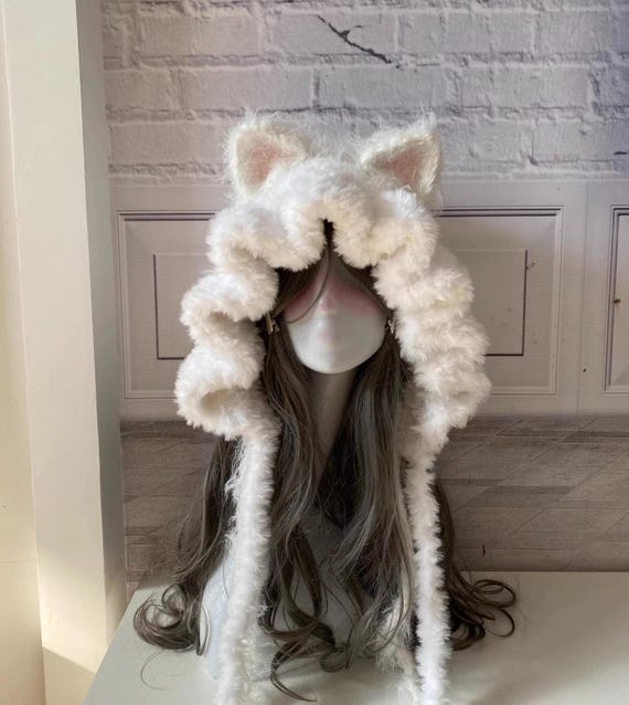 Kawaii Faux Fur Cat Ear Hood: Plush Winter Costume - Etsy