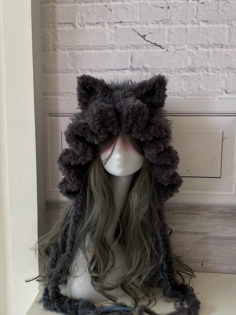 小物 ANDWANG Fluffy cat knit hat 5d7a98aa-85d5-469e-8cd8-