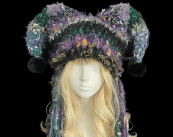 Handmade Jester Hat with Star Charm and Long Tassel Ties