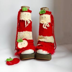 Apple Red Y2K Leg Warmers - Handmade, Customizable