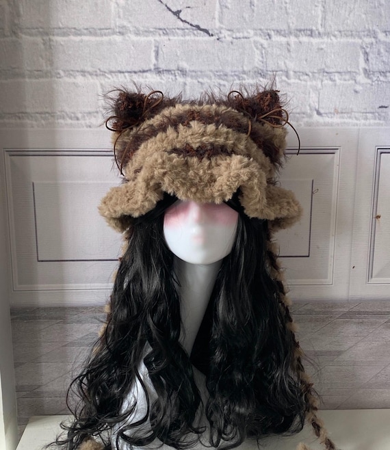Handmade Cat Ear Beanie: Fluffy Brown Cosplay Winter Cap - Etsy