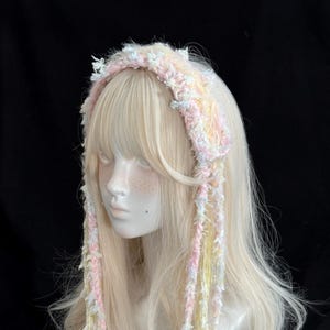 Handmade Crochet Elf Headband - Colorful Clip-On Boho Fairy Hair Accessory