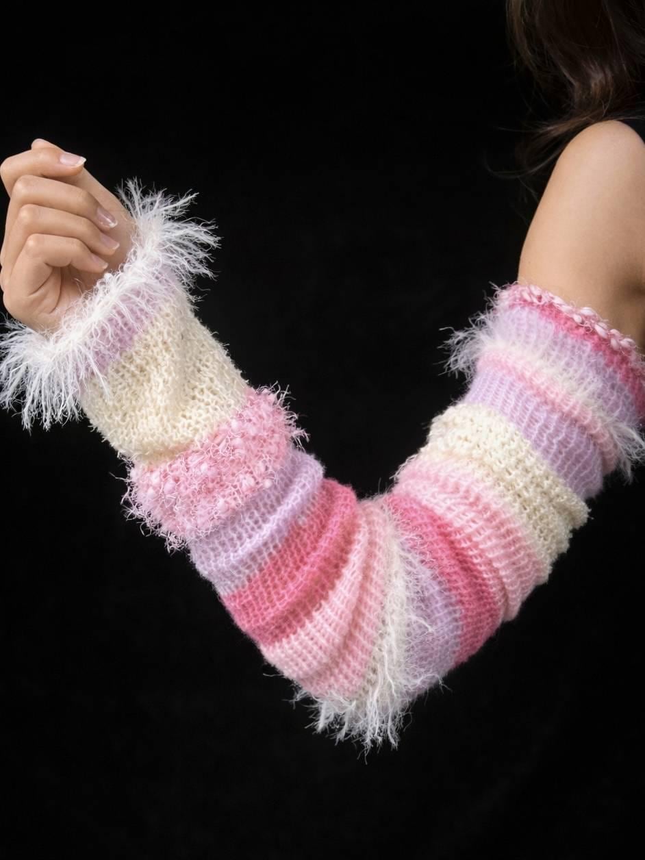Pastel Pink & Purple Gradient Stackable Crochet Arm Warmers