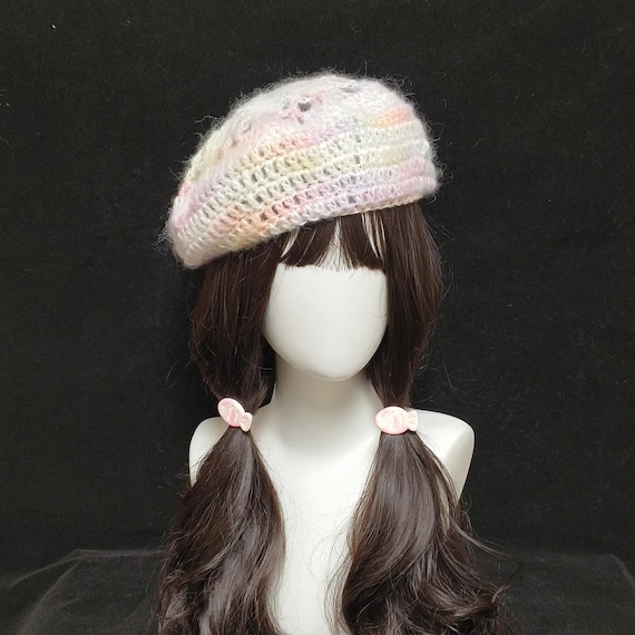 Handmade Spring Ombre Crochet Beret - Lightweight & Breathable