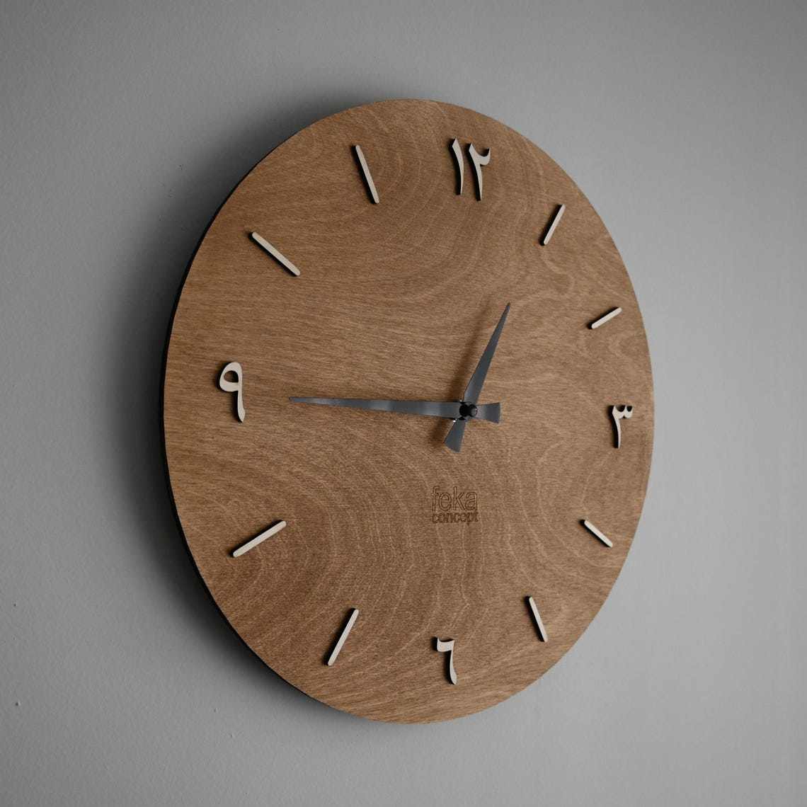 Wall Clock With Arabic Numbers, Wooden Clock, Customizable, 37cm/14.6 ...