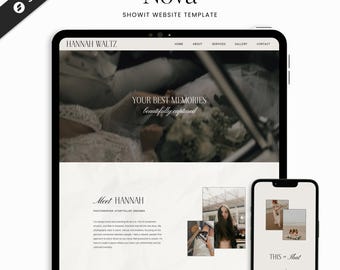 Showit Template for Photographers | Elegant Timeless Wedding Website | Luxury Portfolio Template | Nova