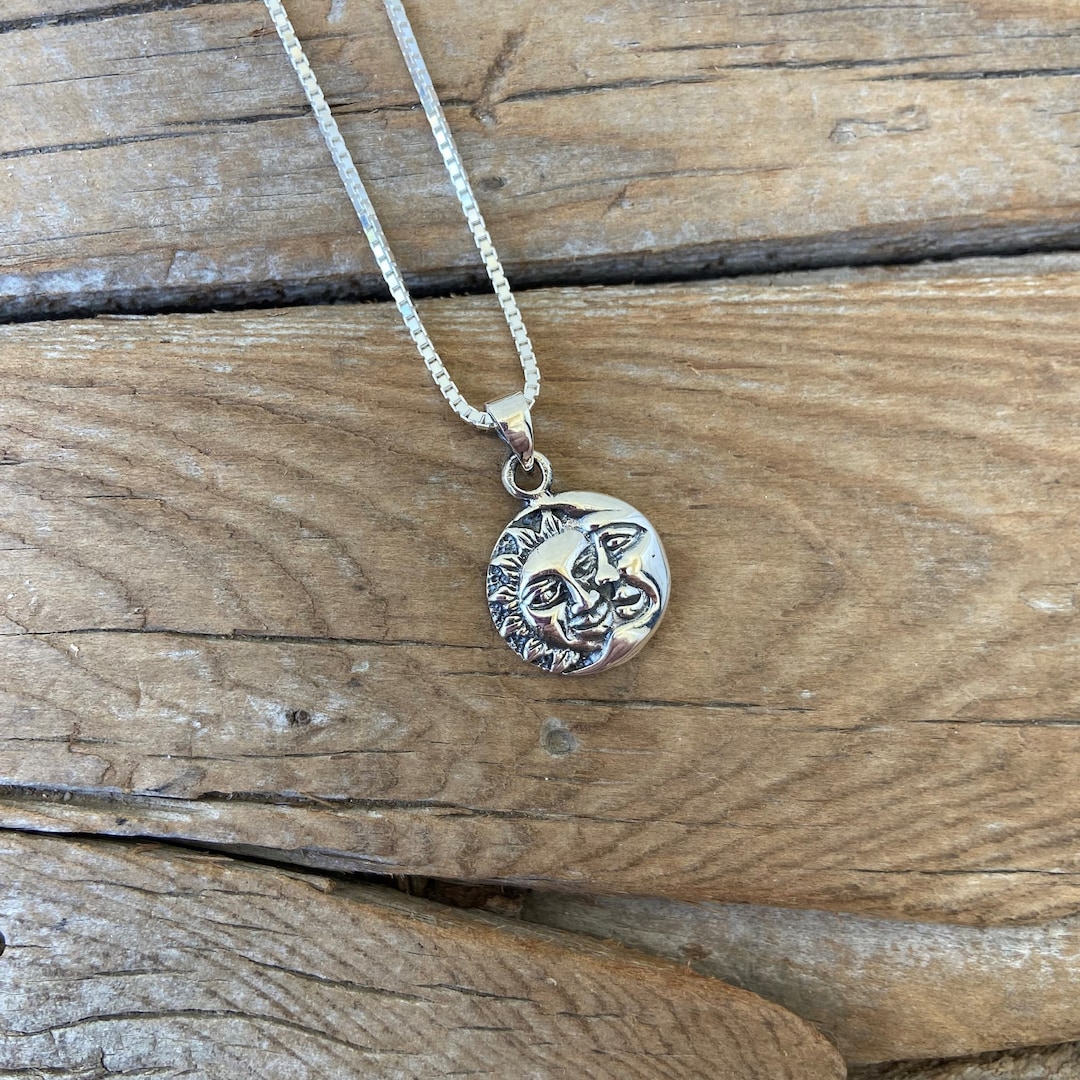 Moon and Sun Necklace Handmade in Sterling Silver 925 - Etsy