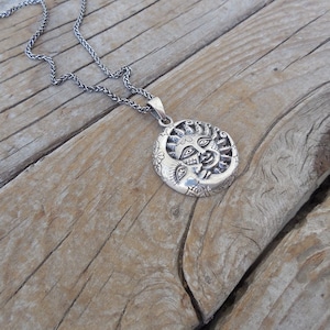 Beautiful Moon, star and sun necklace handmade in sterling silver 925