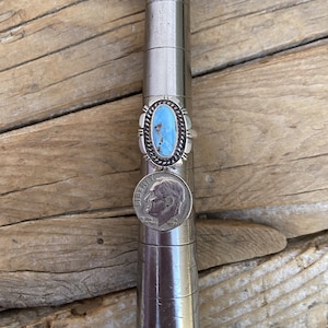 ON SALE Golden Hills shadowbox turquoise ring handmade in sterling silver 925 with a beautiful stone with a high polish