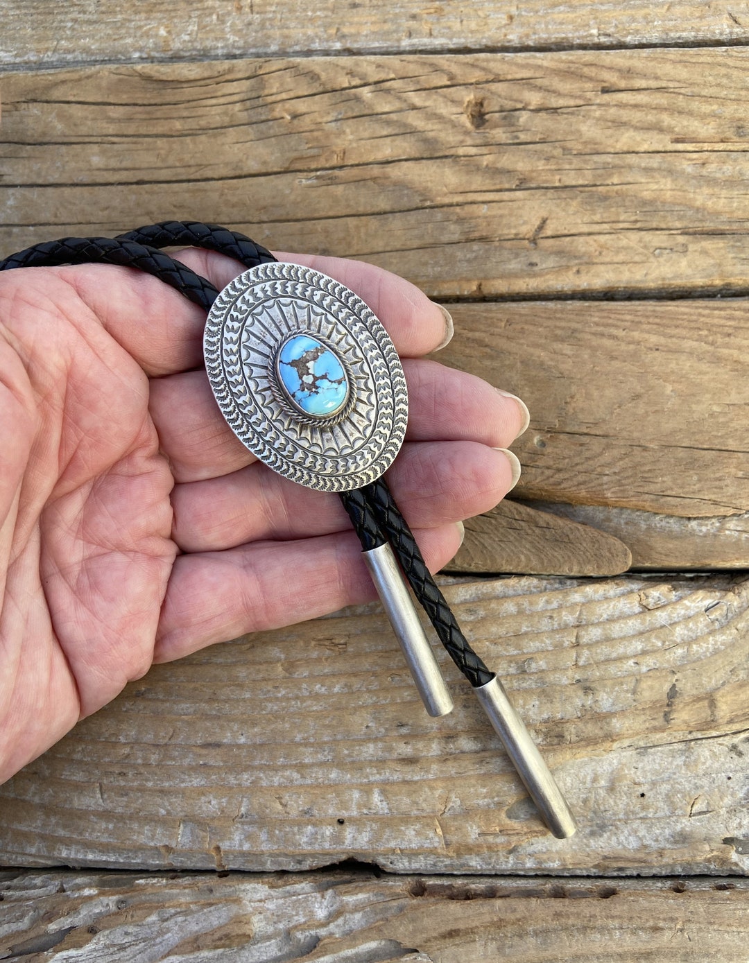 80s rose signed sterling silver bolo tie - siskiyou