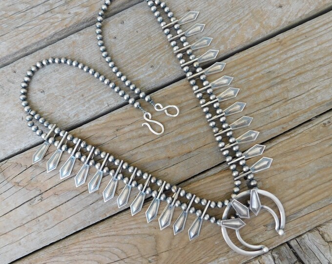 Mini Squash Blossom Necklace Handmade and Signed in Sterling Etsy