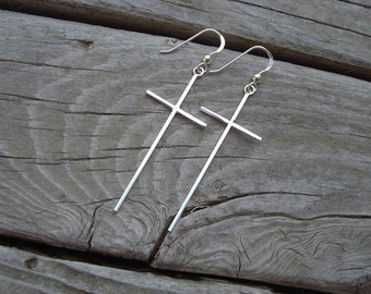 Cross earrings handmade in sterling silver 925