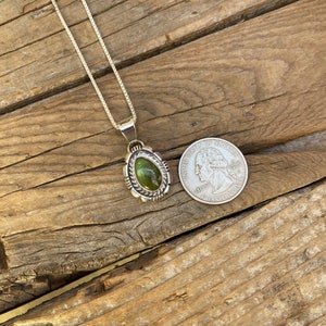 Sonoran turquoise necklace handmade in sterling silver 925 with a green Sonoran turquoise stone