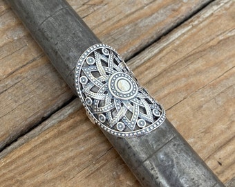 Beautiful wide ring handmade in sterling silver 925