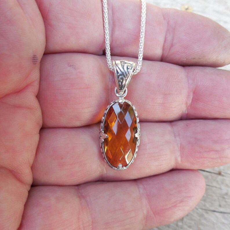 Madeira citrine necklace handmade in sterling silver 925 with a beautiful citrine stone image 4