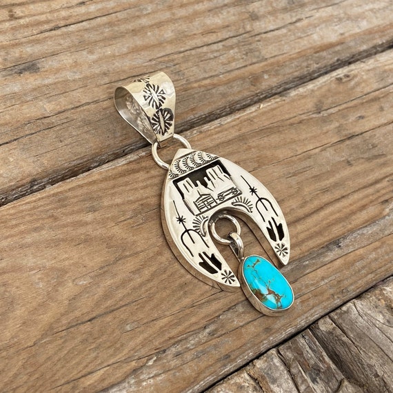Beautiful turquoise pendant handmade and signed i… - image 5