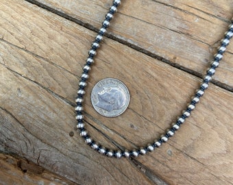 Navajo pearl necklaces 4mm..15&quot; to 24&quot; long all in sterling silver 925 with a lobster catch