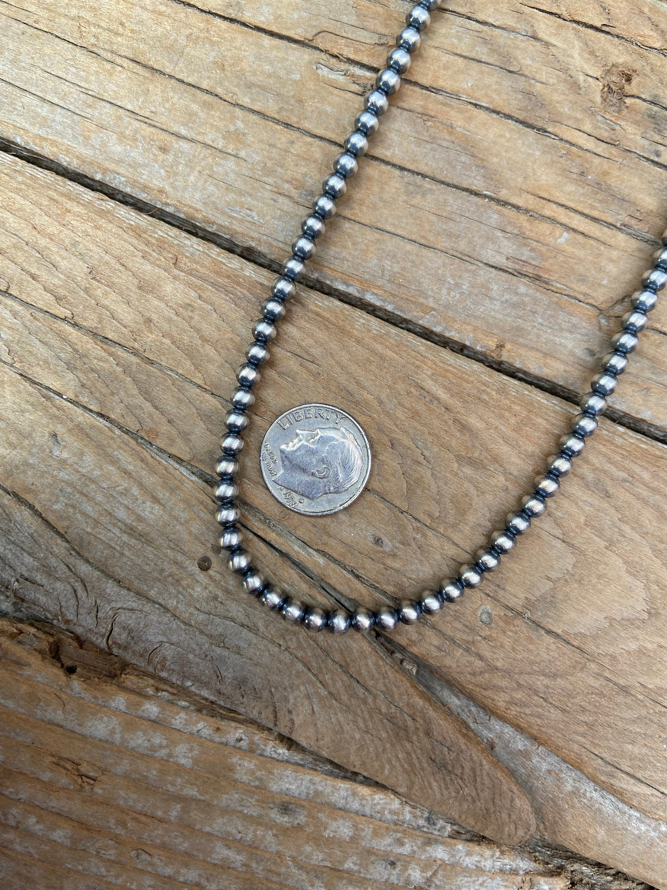 【56cm・silver925】NAVAJO PEARL NECKLACE Navajo Pearl Necklaces 4mm..15