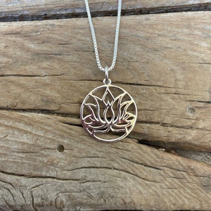Lotus flower necklace handmade in sterling silver 925