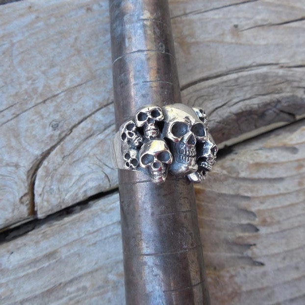 Skull Ring With Ten Different Skulls Handmade in Sterling Silver 925 - Etsy