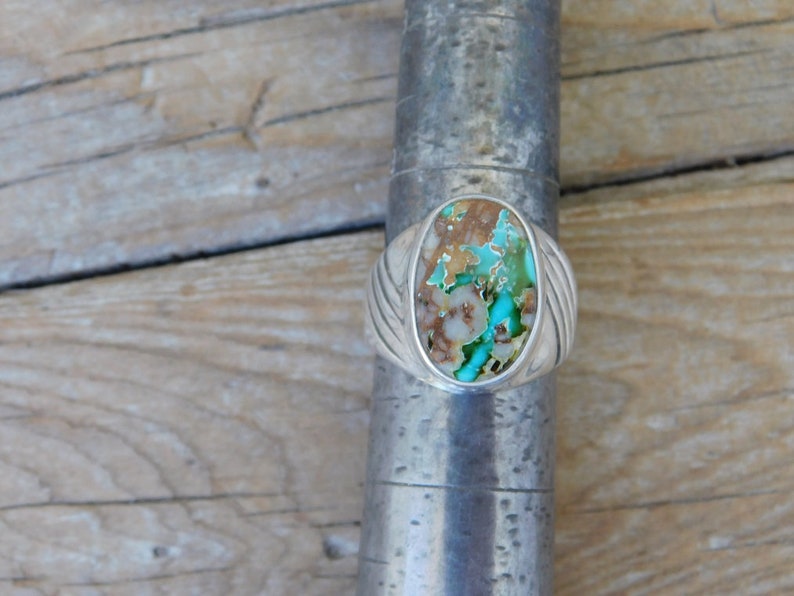 ON SALE Men/'s turquoise ring handmade in sterling silver 925 with Pilot Mountain turquoise