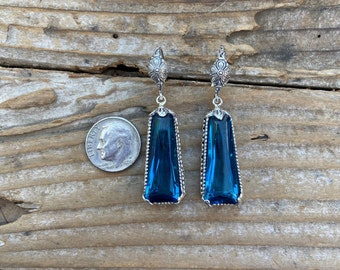 Beautiful London blue topaz earrings handmade in sterling silver 925