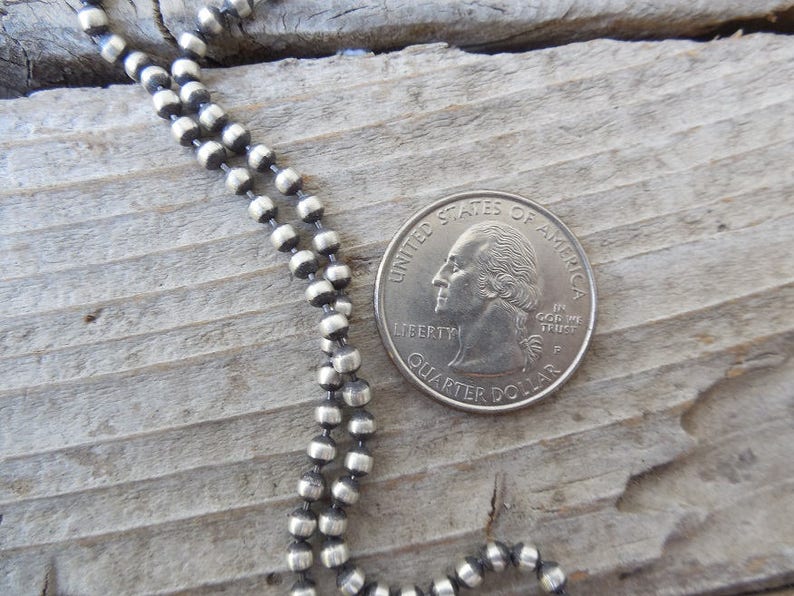 antiqued and a hand done satin finish ON SALE Bead necklace...3mm beads and 24 long in sterling silver 925