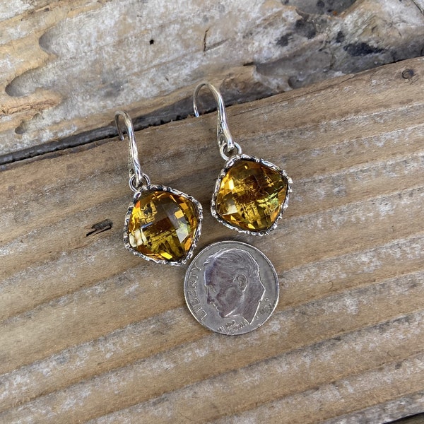Madeira citrine earrings handmade in sterling silver 925