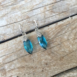 Gorgeous London blue topaz earrings handmade in sterling silver 925 with beautiful doublet London blue topaz stones