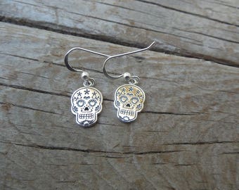 Sugar skull earrings handmade in sterling silver 925