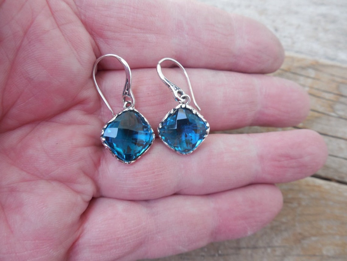 London Blue Topaz Earrings Handmade in Sterling Silver 925 - Etsy