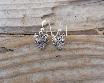Celtic wolf earrings handmade in sterling silver 925